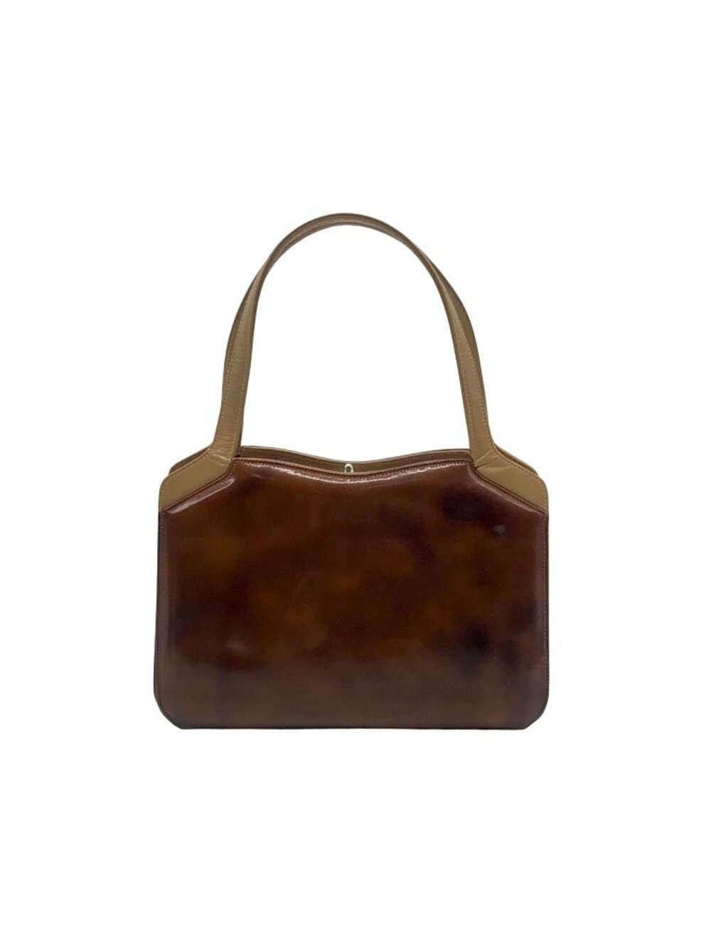 Brown Structured Top-Handle Handbag